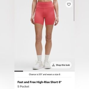 NWT lululemon fast and free desert red 6” pocket short size 8